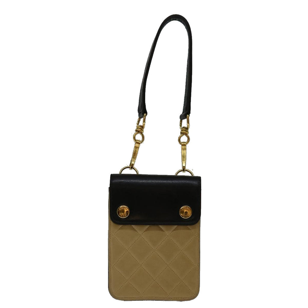 CHANEL Matelasse Hand Bag Leather Beige CC 68905A