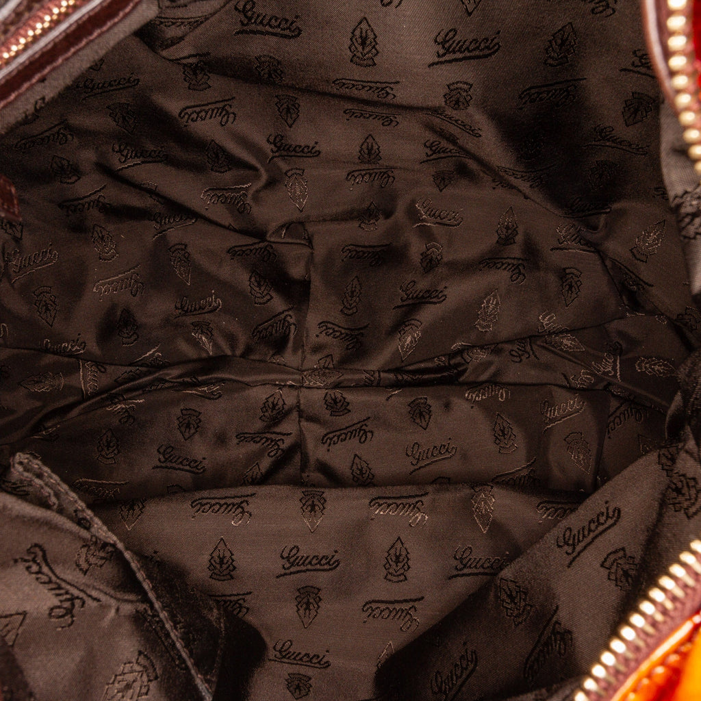 Gucci Hysteria Tortoise Shell Medium Brown Patent Leather