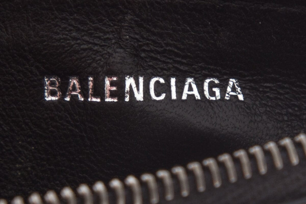 Balenciaga Black Embossed Leather Card Wallet