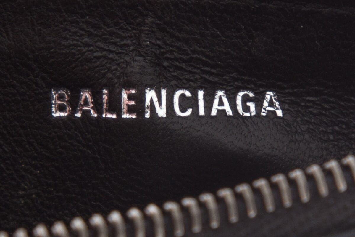 Balenciaga Black Embossed Leather Card Wallet