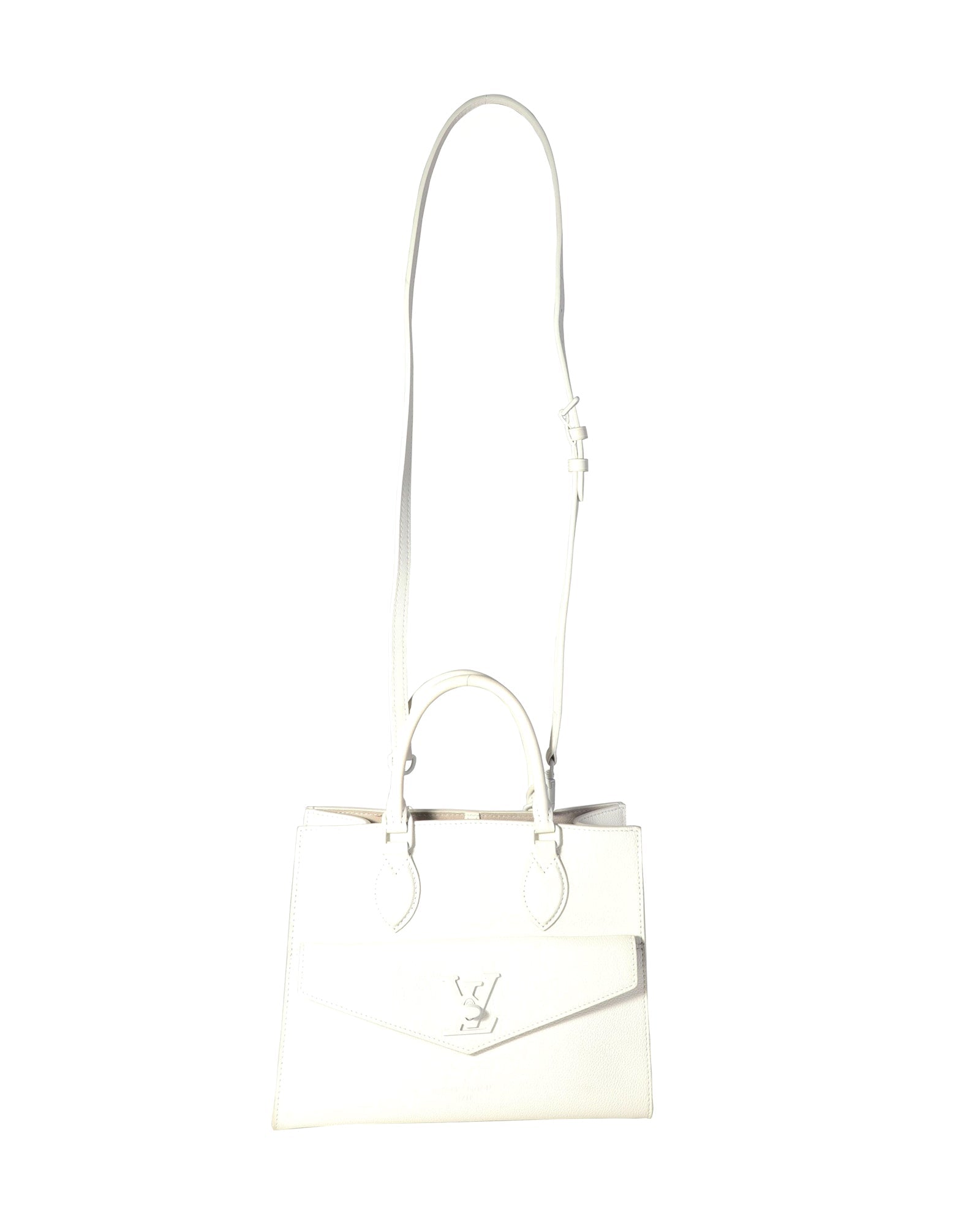 Louis Vuitton White Leather Monochrome Lockme Tote PM