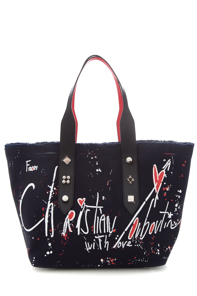 Christian Louboutin Medum Navy Canvas Frangibus Tote Handbag