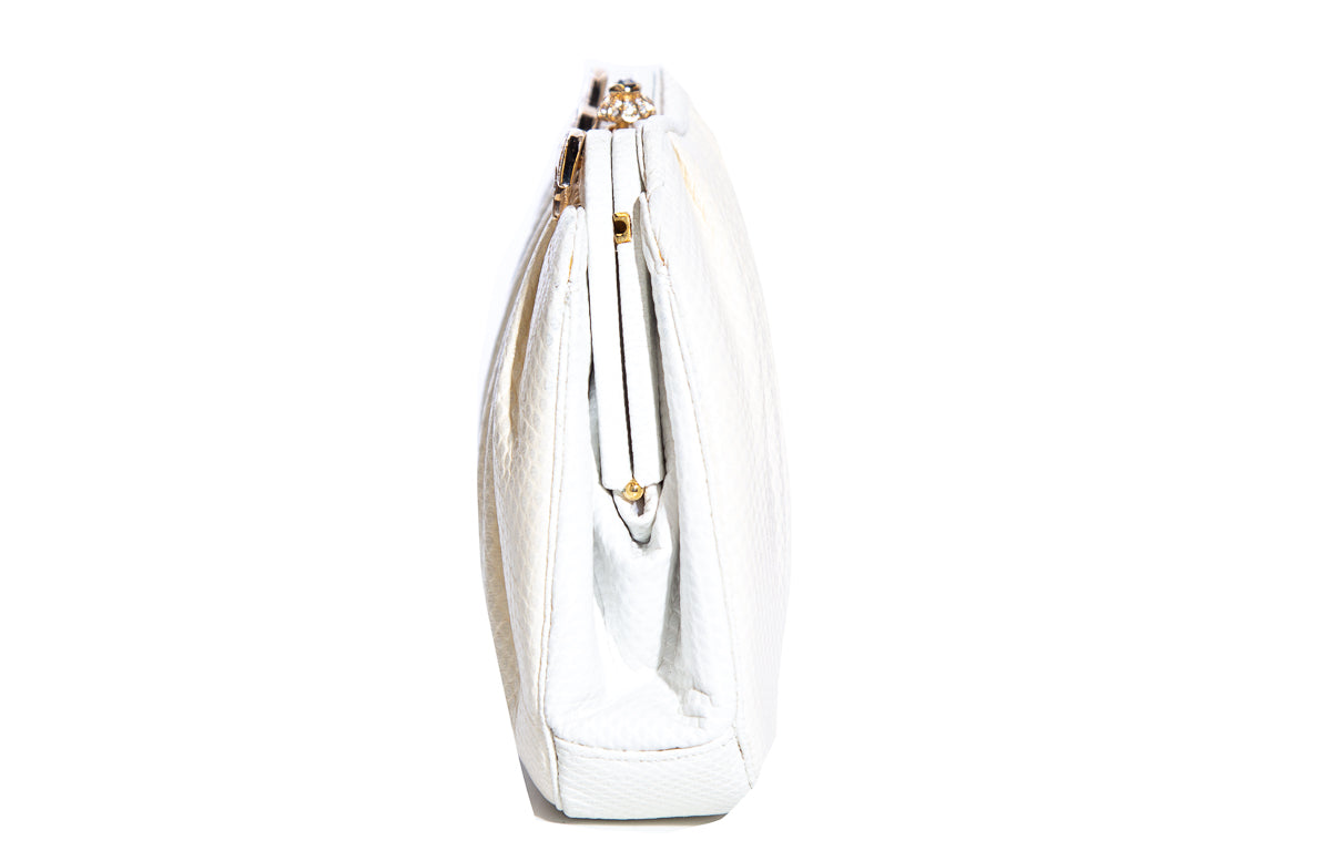 Judith Leiber Cream Lizard Skin Full Set Evening Bag Pouch