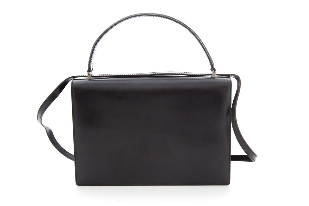 Salvatore Ferragamo Black Gancini Minio Leather Handbag