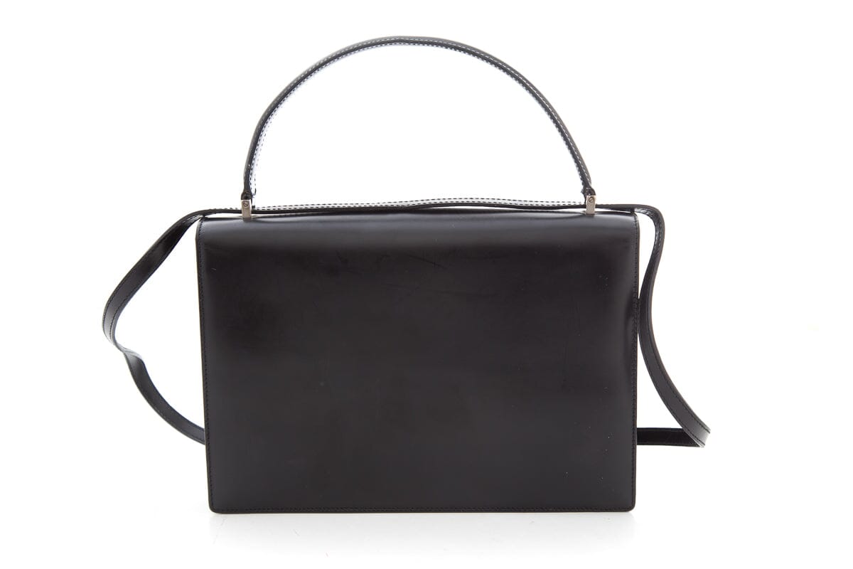 Salvatore Ferragamo Black Gancini Minio Leather Handbag