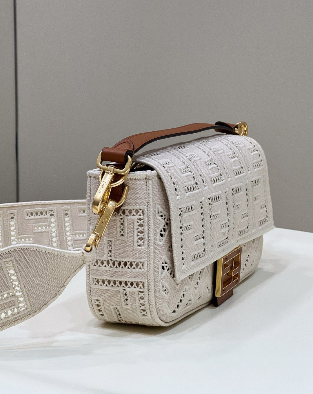FI Baguette White with Embroidery MeGLAMIum Bag For Woman 28cm/11in