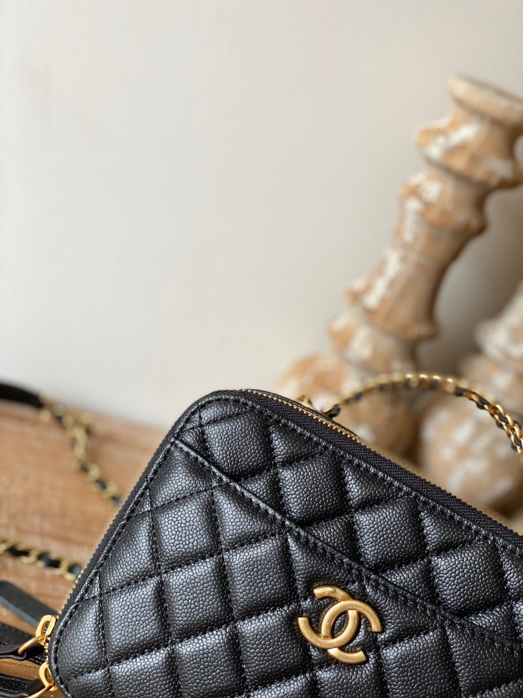 CHL Small Vanity Case Gold Hardware Black For Women, Women’s Handbags, Shoulder Bags 5.9in/15cm AS3228 B08008 94305