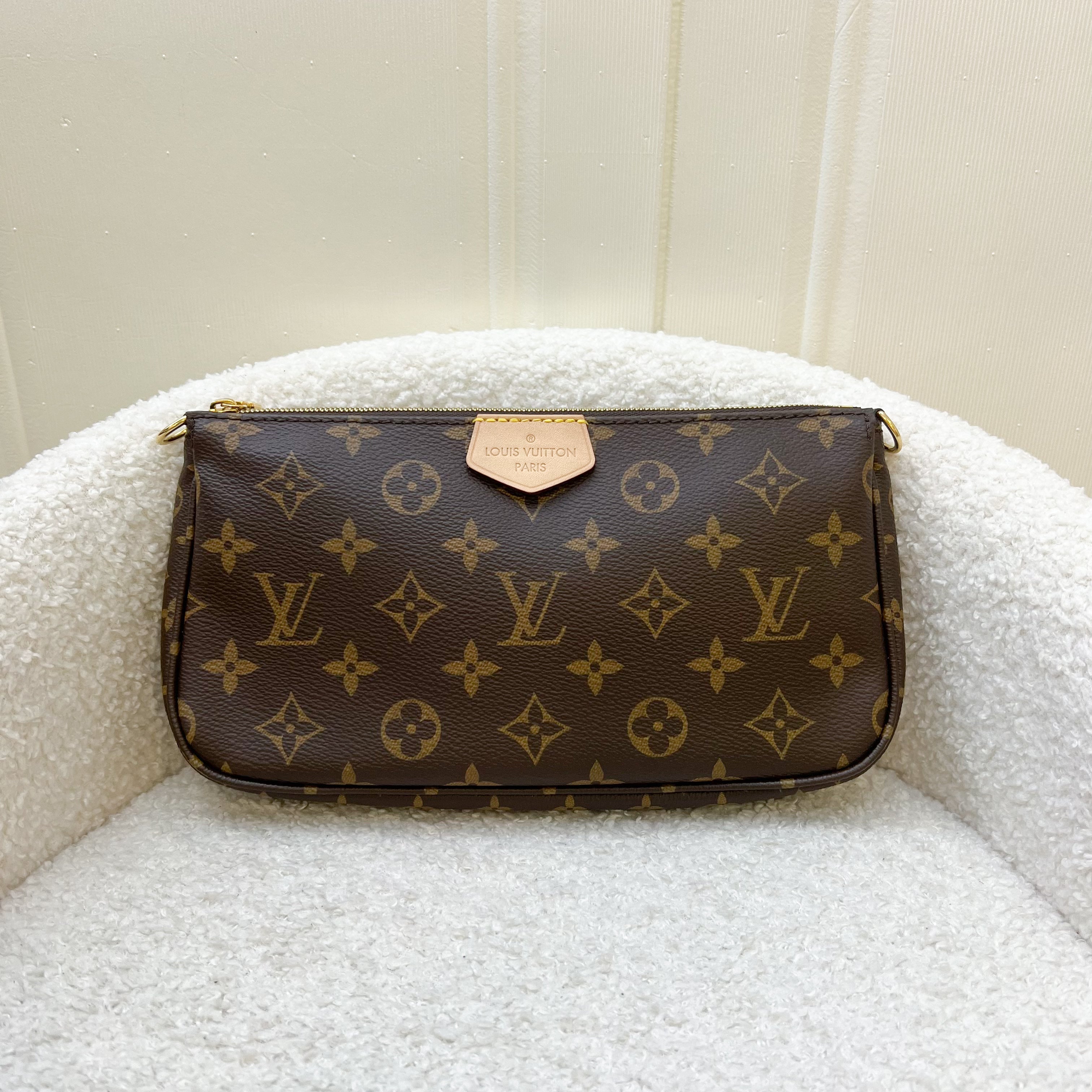 LV Multi Pochette Accessoires MPA in Monogram Canvas, Pink Strap and GHW