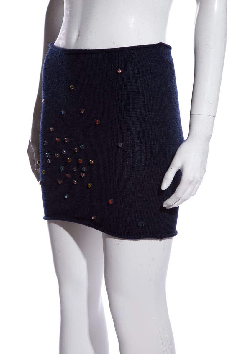Chanel Confetti Cashmere Navy Skirt SZ 34