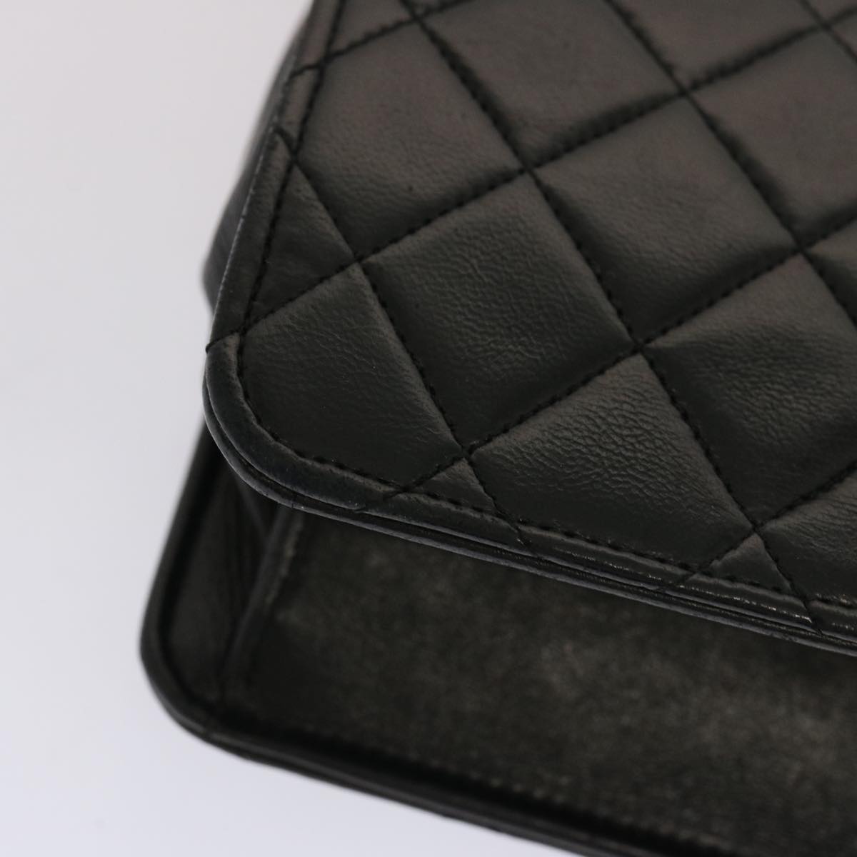 CHANEL Matelasse Chain Shoulder Bag Lamb Skin Black CC 69977A