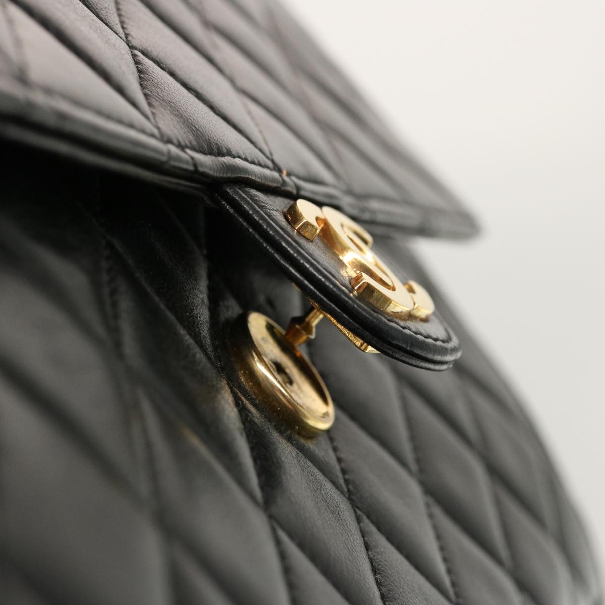 CHANEL Matelasse Chain Shoulder Bag Lamb Skin Black CC 69977A