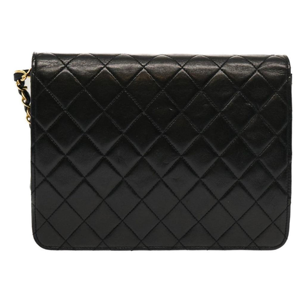 CHANEL Matelasse Chain Shoulder Bag Lamb Skin Black CC 69977A