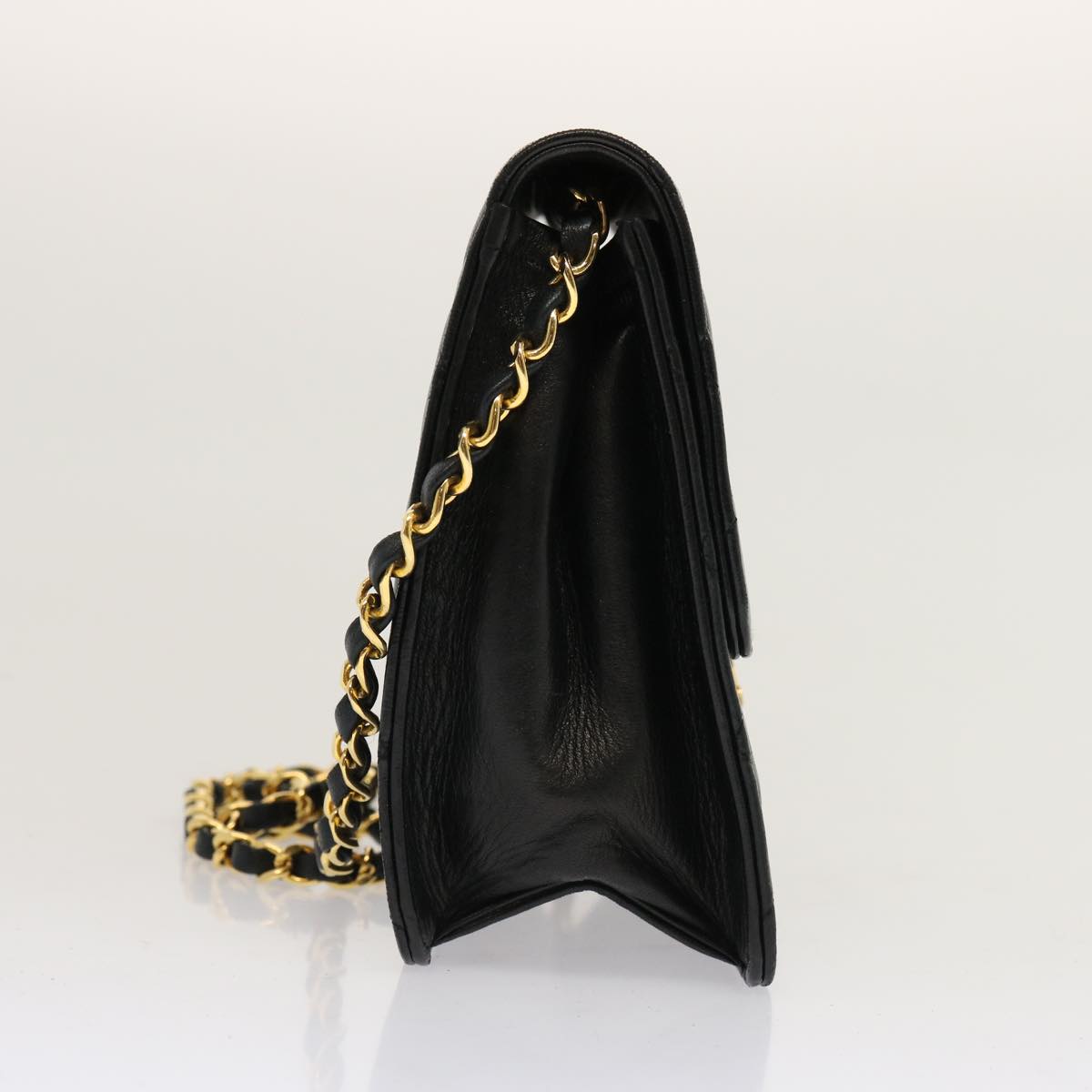 CHANEL Matelasse Chain Shoulder Bag Lamb Skin Black CC 69977A