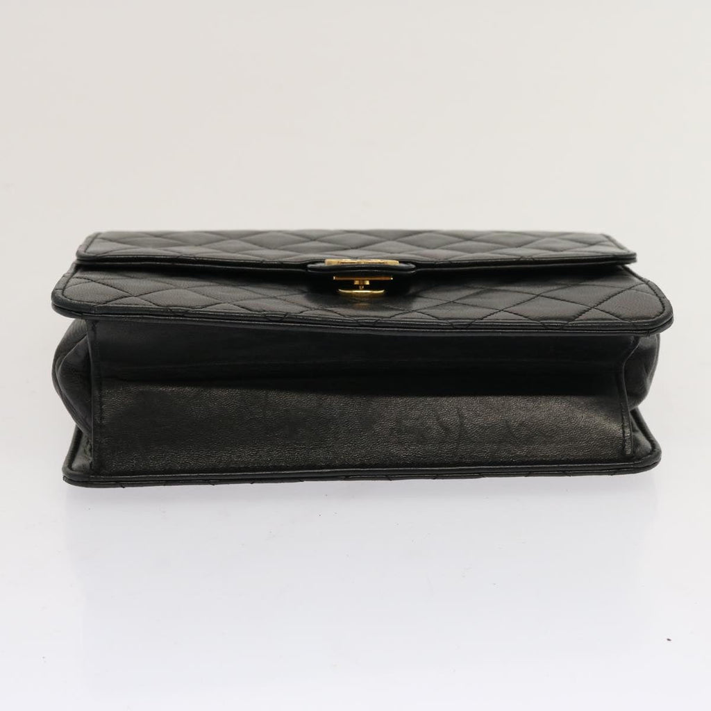 CHANEL Matelasse Chain Shoulder Bag Lamb Skin Black CC 69977A