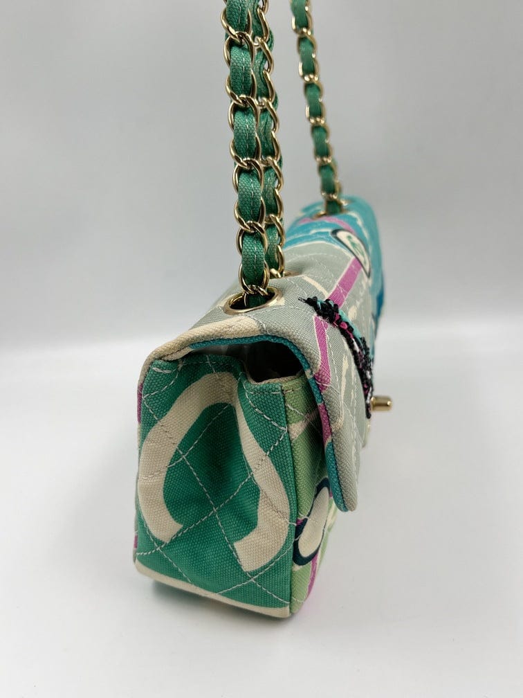 Chanel Eiffel Tower Canvas Flap Bag w 24K Gold Hardware