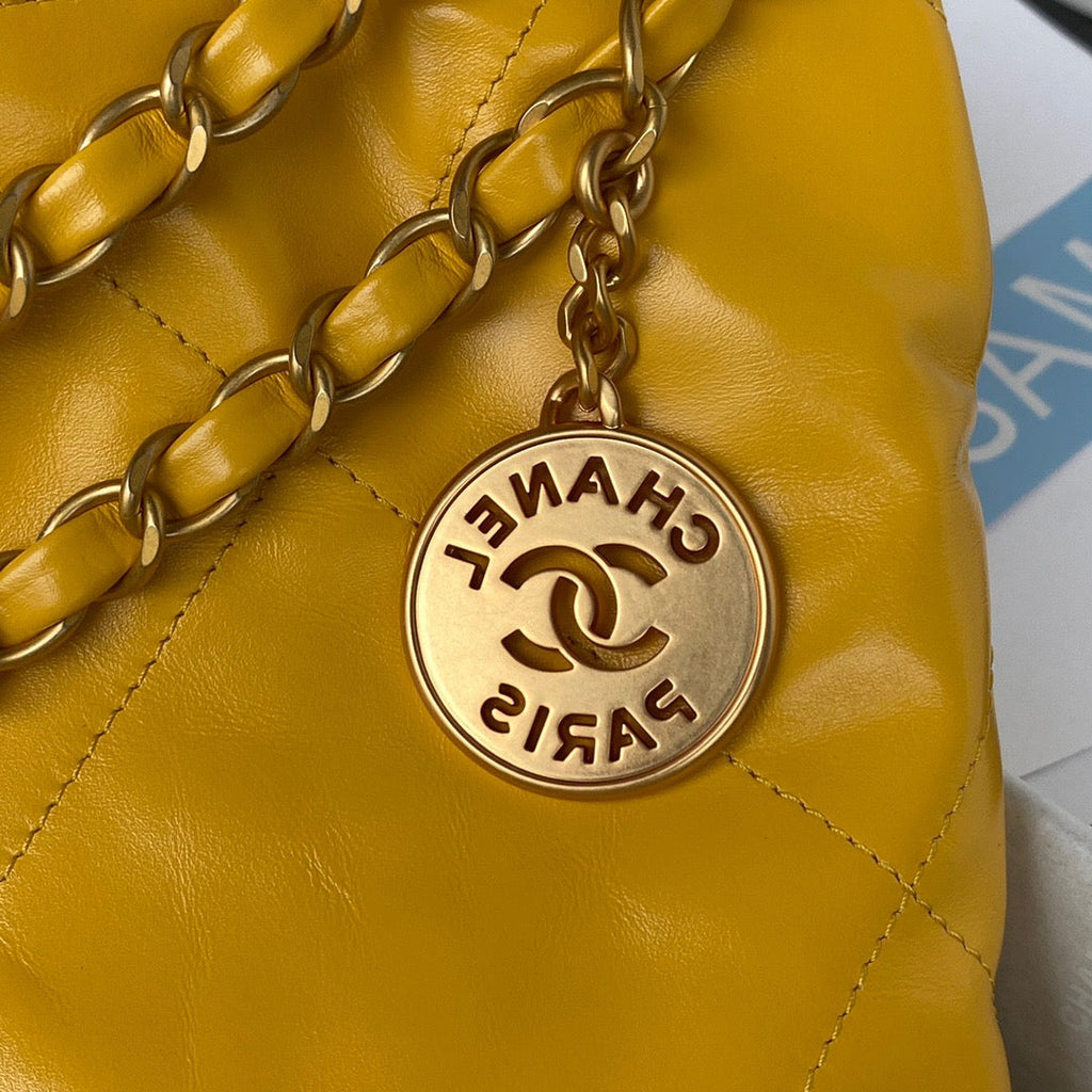 CHL 22 Handbag Gold Hardware Shiny Yellow For Women, Women’s Handbags, Shoulder Bags 16.5in/38cm AS3261