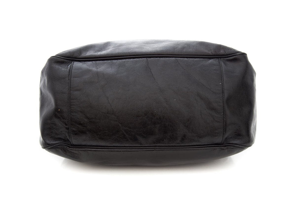 YSL Black Patent Leather Hobo Handbag