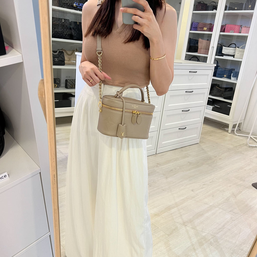 LV Vanity PM in Tourterelle Grey Giant Monogram Empreinte Leather GHW