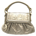 FENDI Pouch 8BK042 leather gold Mini Bag Shoulder Pouch Zucca Pattern Women Used