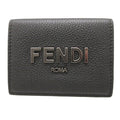 FENDI Tri-fold wallet 7M0280 leather black Compact wallet signature logo mens Used
