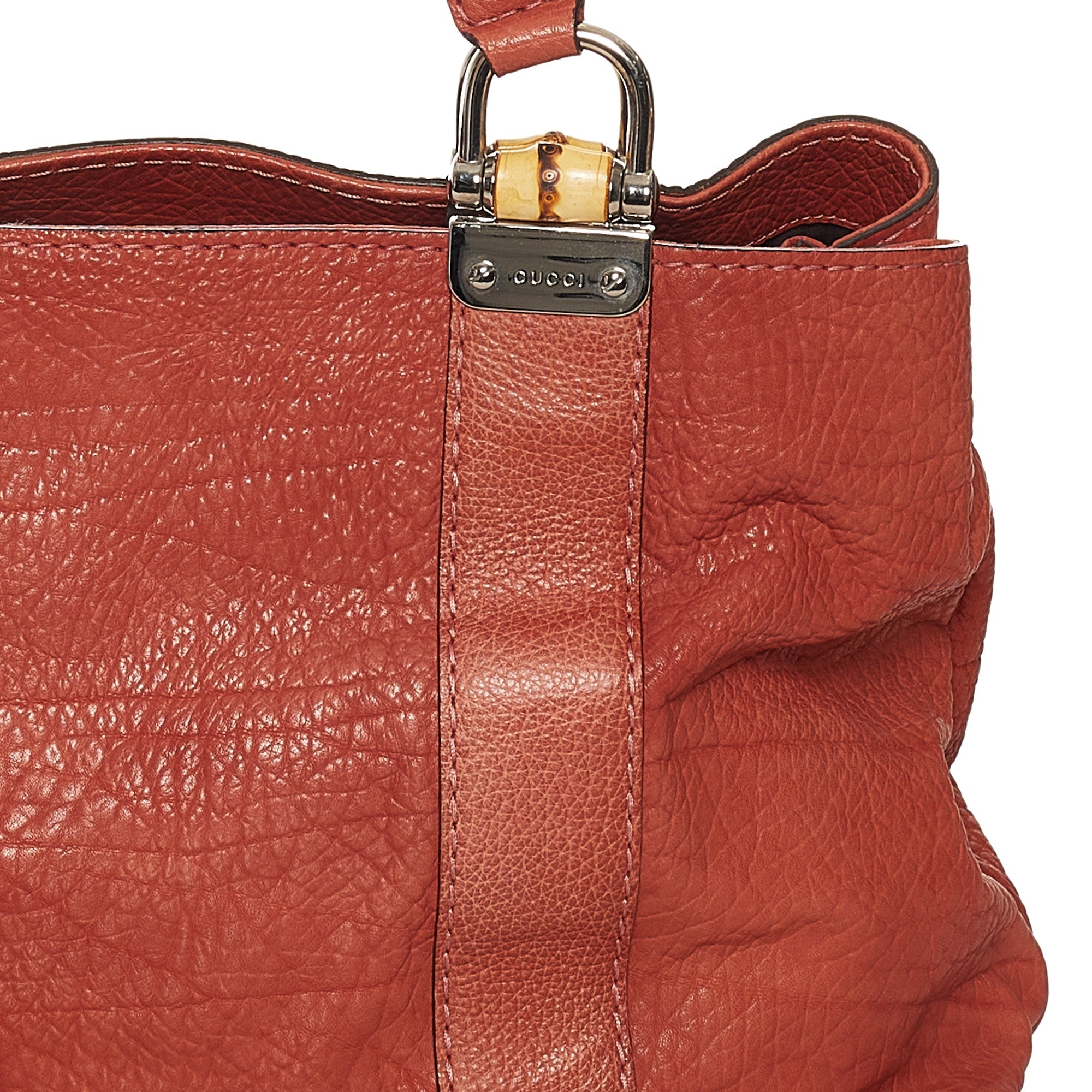 Gucci Bamboo Bar Tote Bag Red