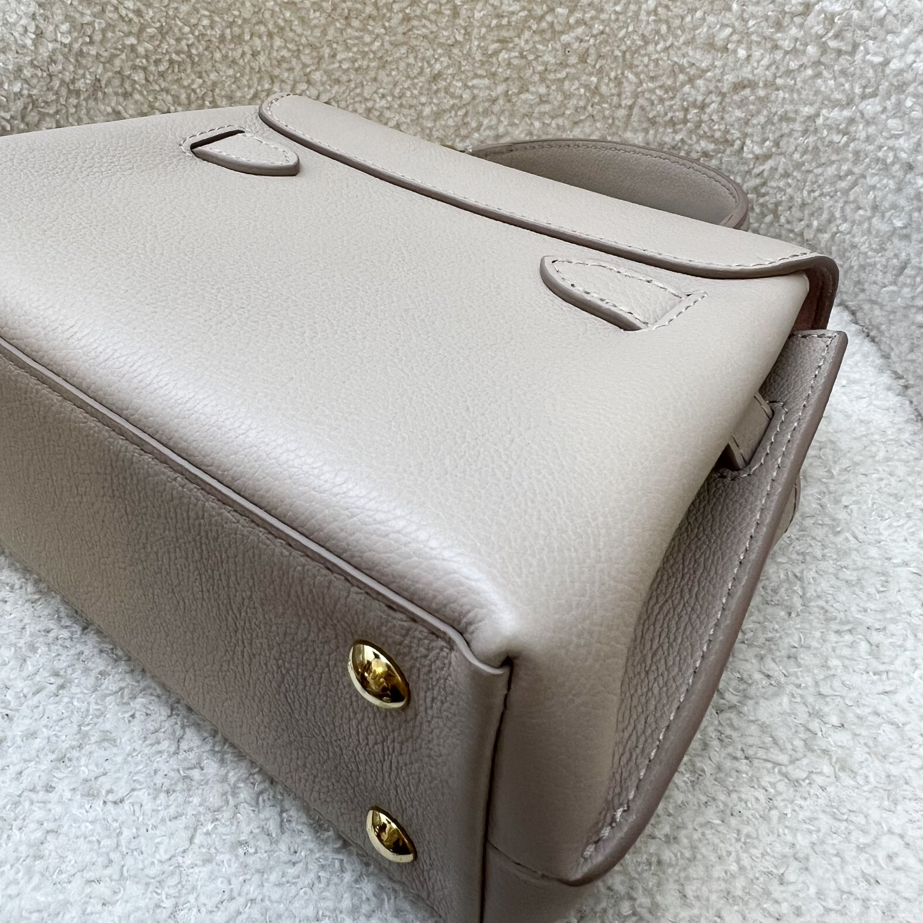 Lv Lockme Ever Mini in Greige Grained Calfkin and LGHW