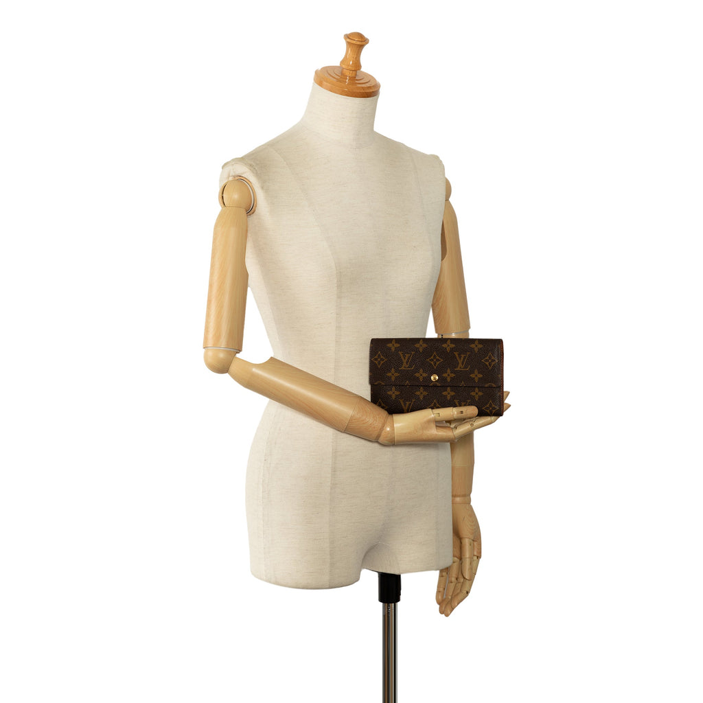Brown Louis Vuitton Monogram Sarah Long Wallet
