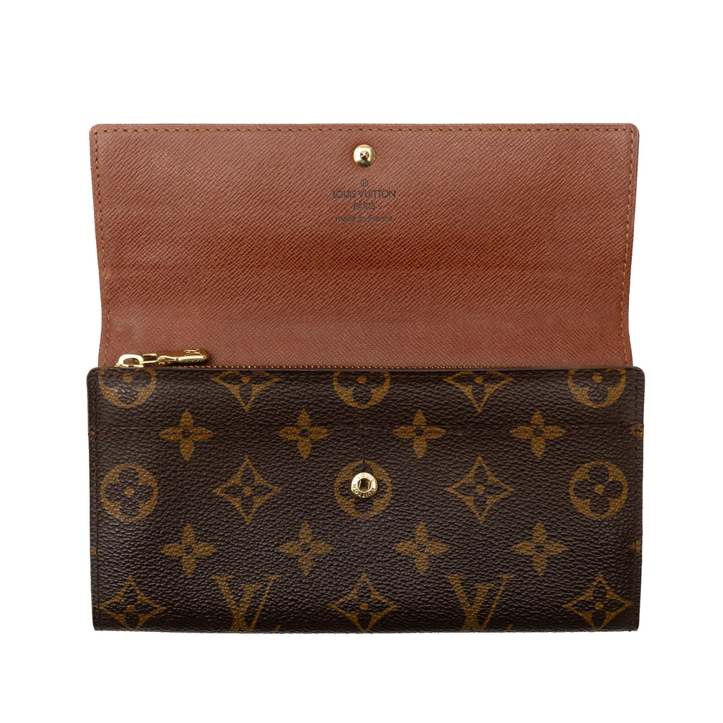 Brown Louis Vuitton Monogram Sarah Long Wallet