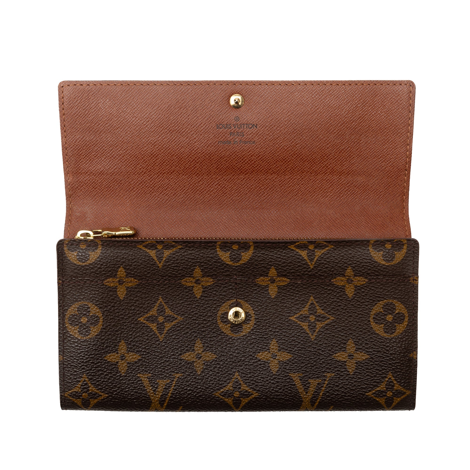 Brown Louis Vuitton Monogram Sarah Long Wallet