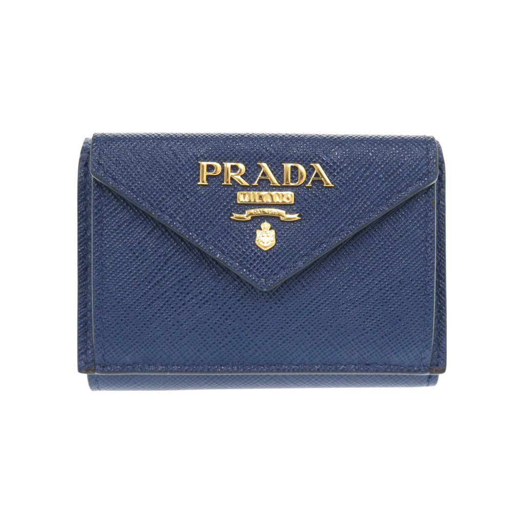 PRADA Tri-fold wallet 1MH021 leather blue Safiano Lux