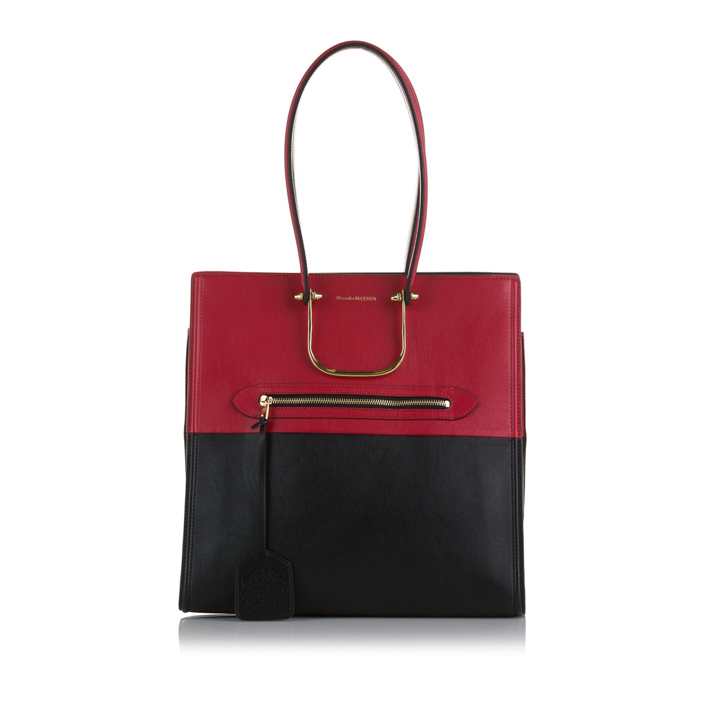 Black Alexander McQueen The Tall Story Bicolor Tote