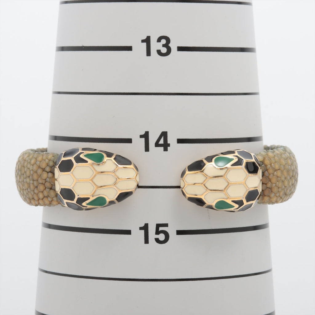 Bvlgari Serpenti Forever Enamel & Galuchat Leather Open Cuff Bracelet