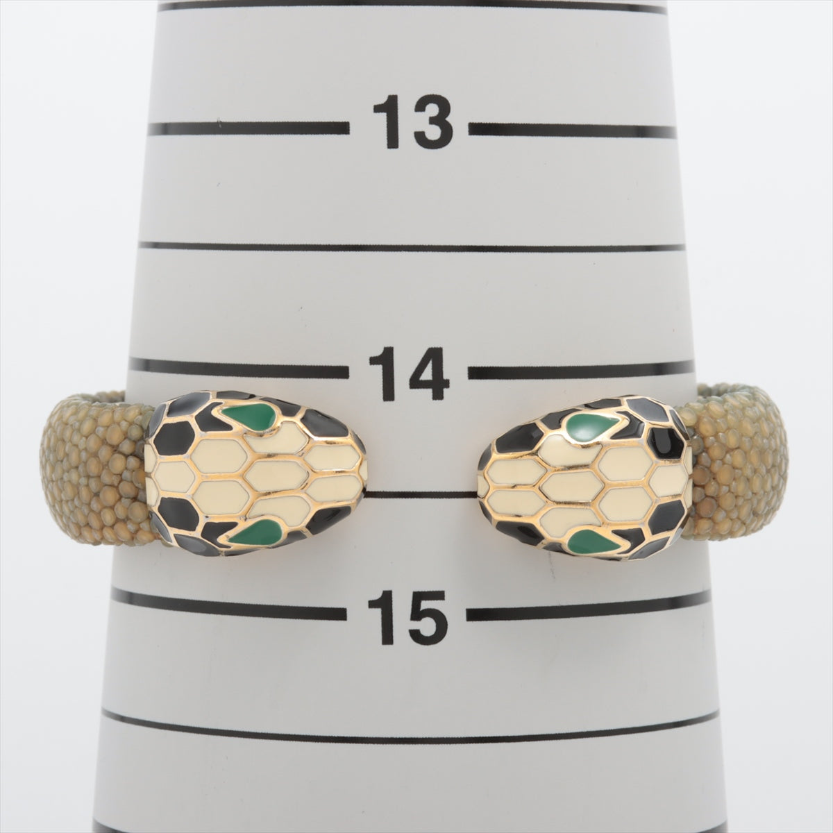 Bvlgari Serpenti Forever Enamel & Galuchat Leather Open Cuff Bracelet