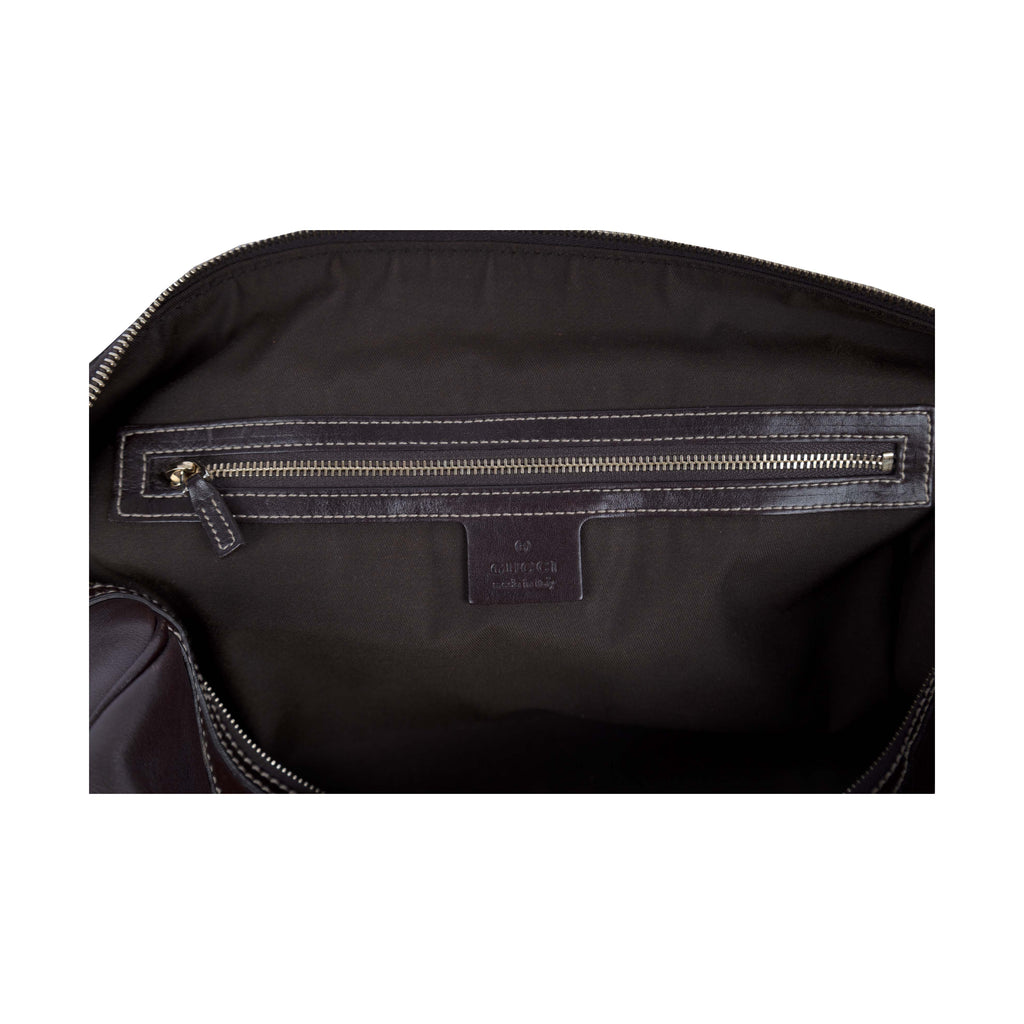 Gucci Dark Brown Leather GG Britt Boston Bag - '10s
