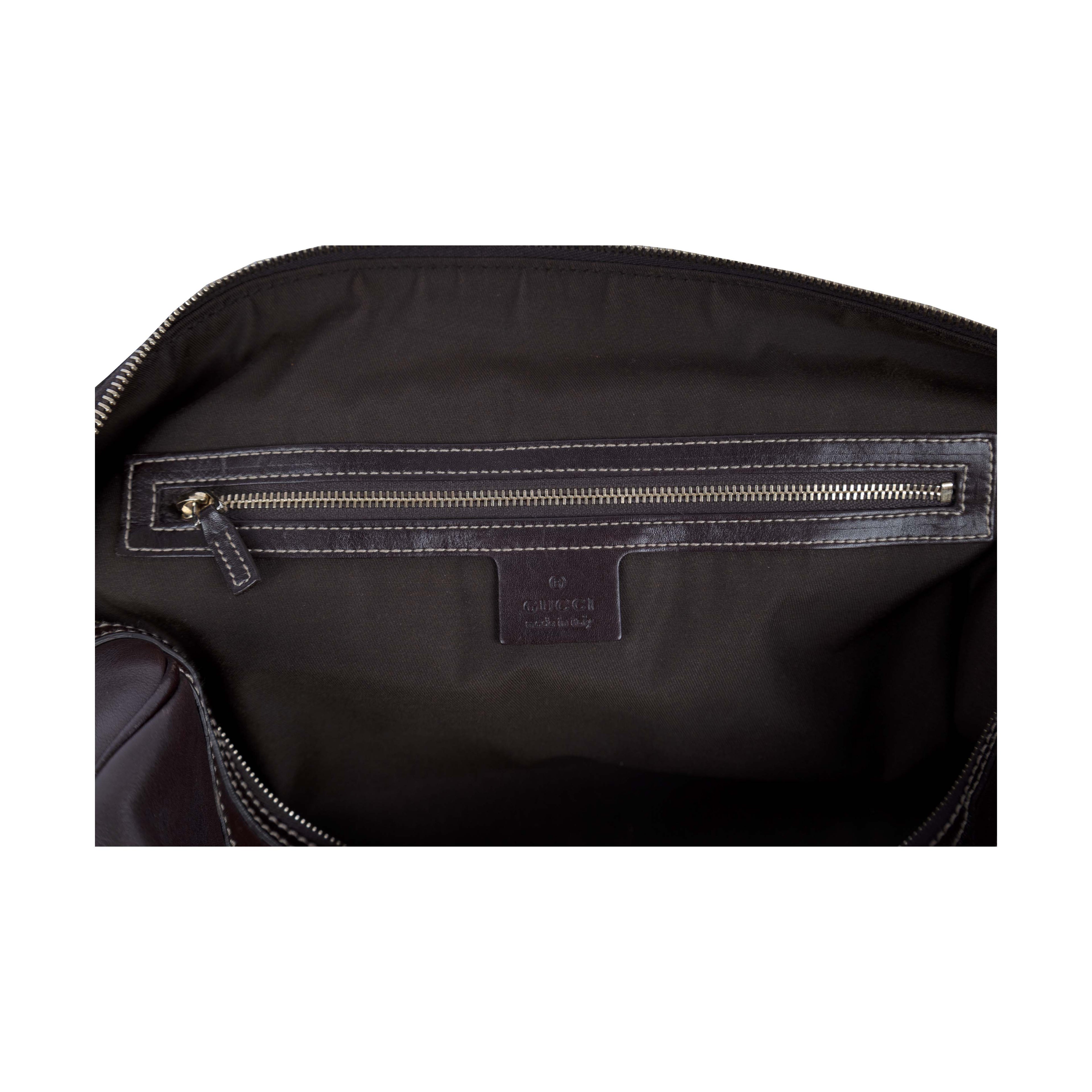 Gucci Dark Brown Leather GG Britt Boston Bag - '10s
