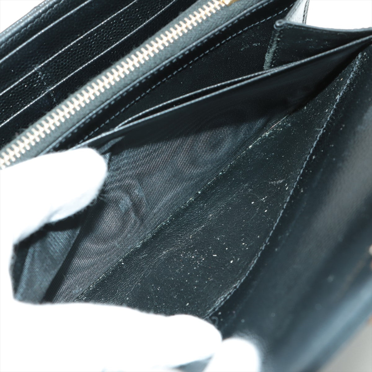 Saint Laurent V Stitch Envelop Long Wallet Black