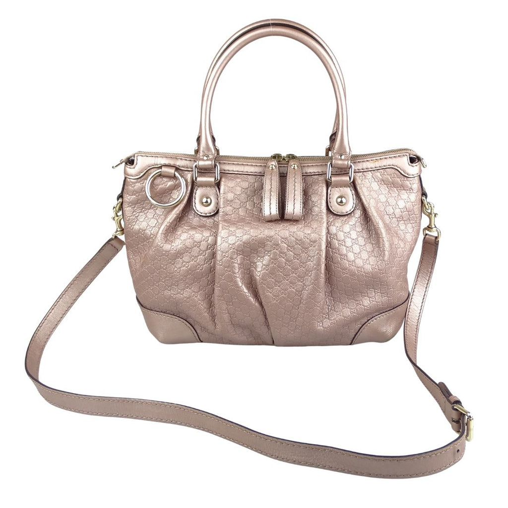 Gucci Micro Guccissima Sukey Tote With Strap Rose Gold