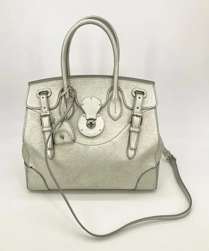 Ralph Lauren Silver Leather Rickey Bag