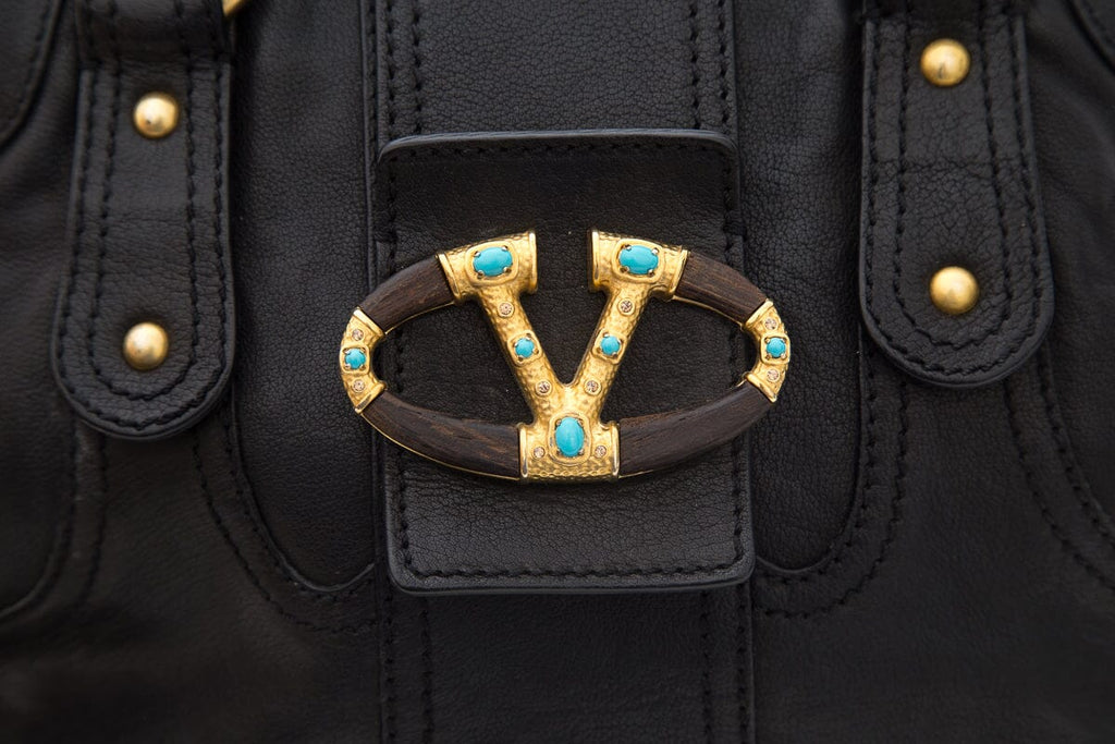 Valentino Black Vlogo Leather Handbag