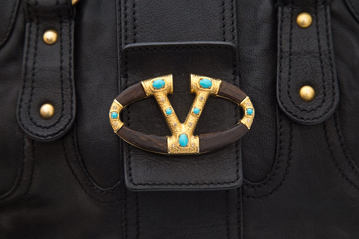 Valentino Black Vlogo Leather Handbag
