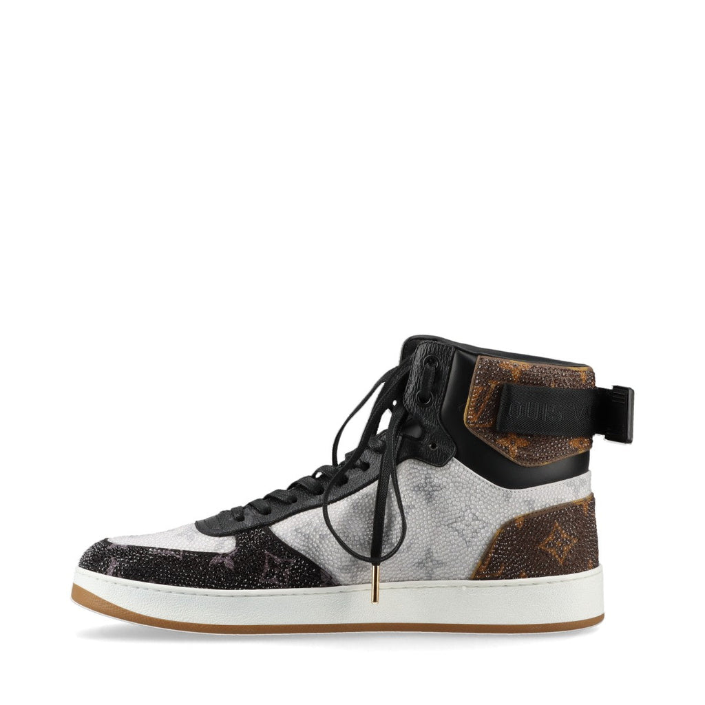 Louis Vuitton Rivoli Line 18 Years PVC Leather High-Cut Sneaker UK6 Men Black× White MS1108 Monogram Swarovski ing