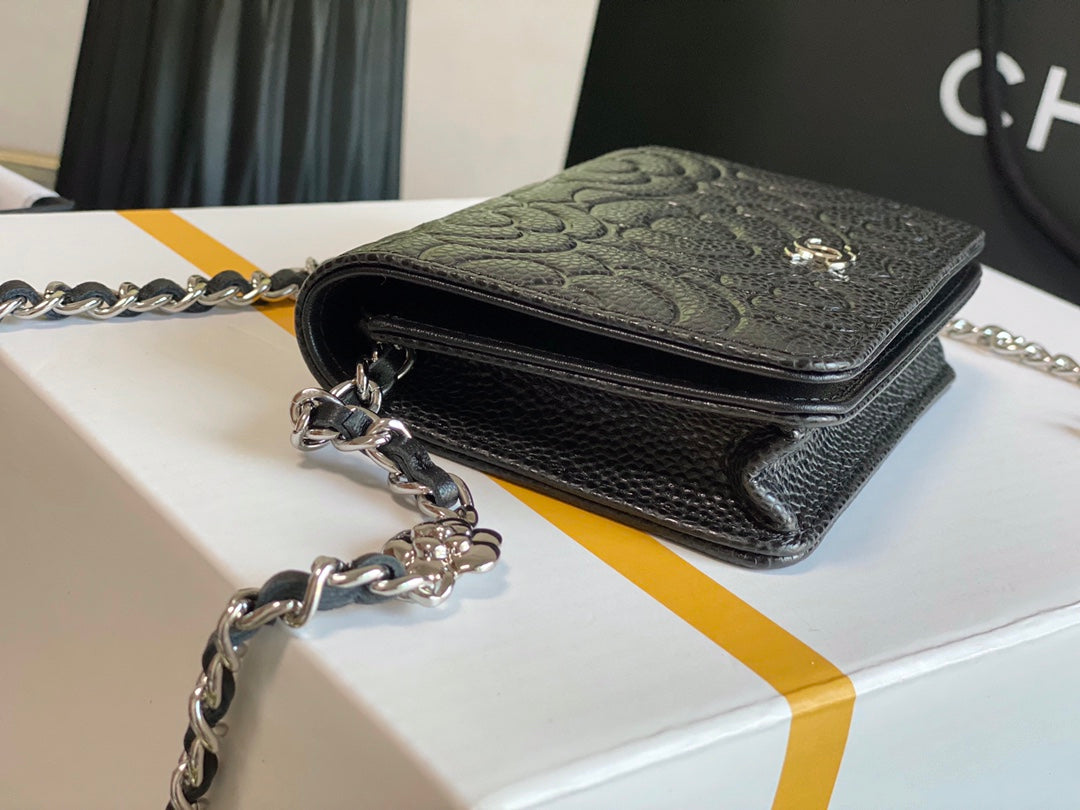CHLWoc Camellia Black Bag For Women 12cm/4.5in