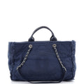 CHANEL Double Face Deauville Tote Fringe Quilted Canvas Large