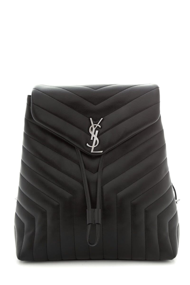 Saint Laurent Black Lou Lou Chevron Lambskin Backpack W/ Silvertone HW