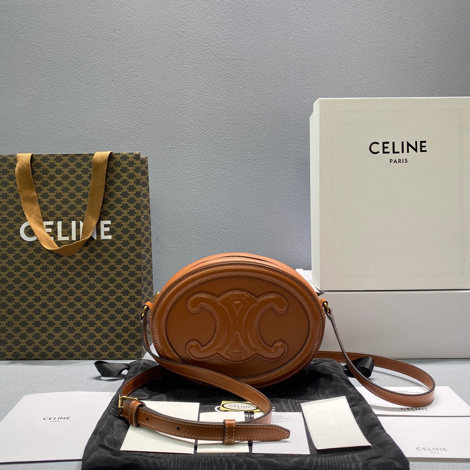 GLAMI Oval Bag Cuir Triomphe Brown For Women 8in/20cm 198603DXC.04LU