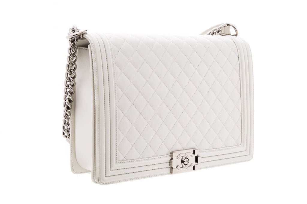 Chanel 2012 Limited Edition Iridescent White XL Boybag