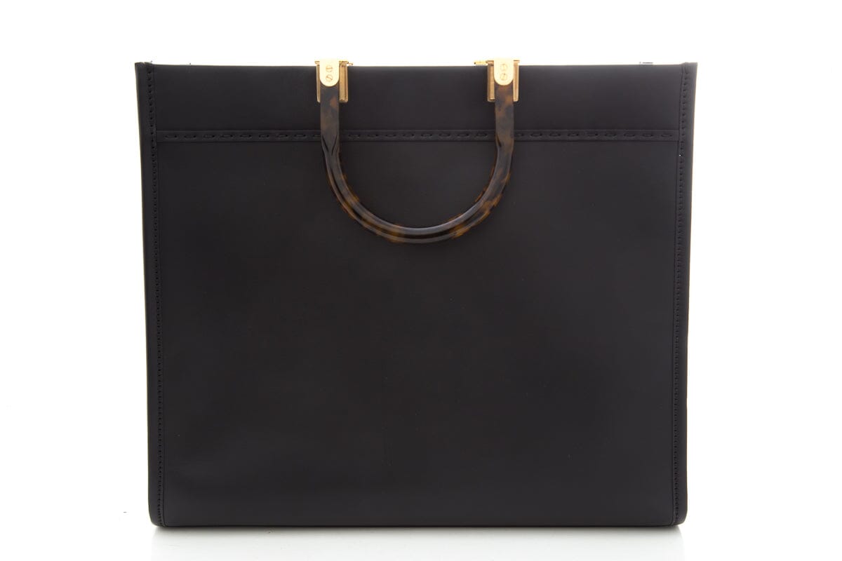 Fendi Black Leather Sunshine Shopper