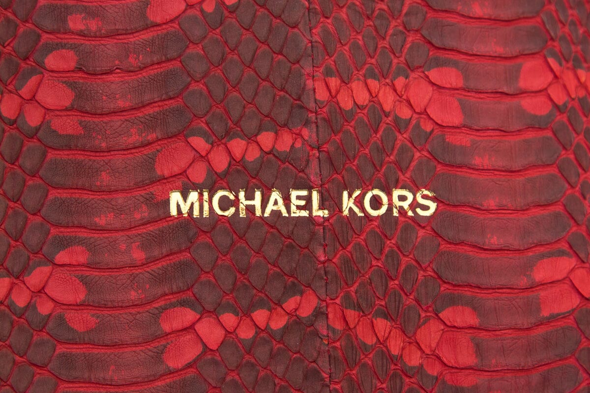 Michael Kors Collection Red Genuine Snake Skin Tote