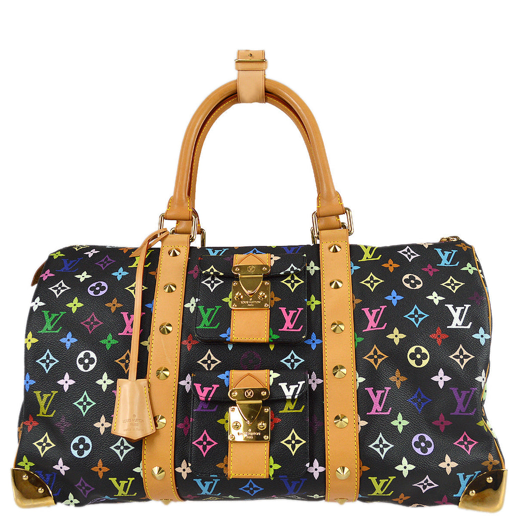Louis Vuitton 2004 Black Monogram Multicolor Keepall 45 M92640