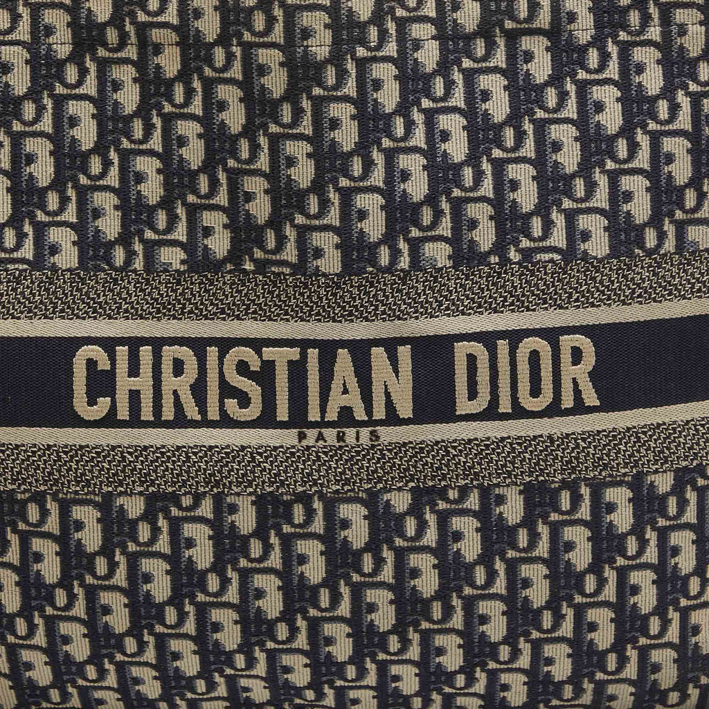 Dior Navy Oblique Embroidered Canvas Large Book Tote